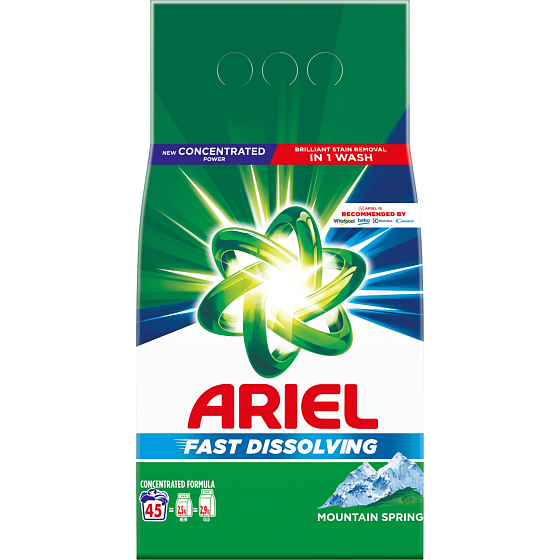Ariel Mountain Spring washing powder for clean and fragrant, stain-free laundry 45 doses 2.475 kg
