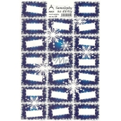 Arch Christmas gift stickers blue snowflakes 20 labels 1 arch
