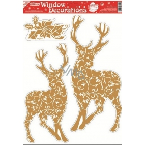 Window foil without glue with gold glitter 2 deer 42 x 30 cm