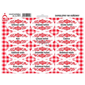 Sheet of Spice Jar Stickers with Red Ornament Grilling Mix - Spice Blends (Common)