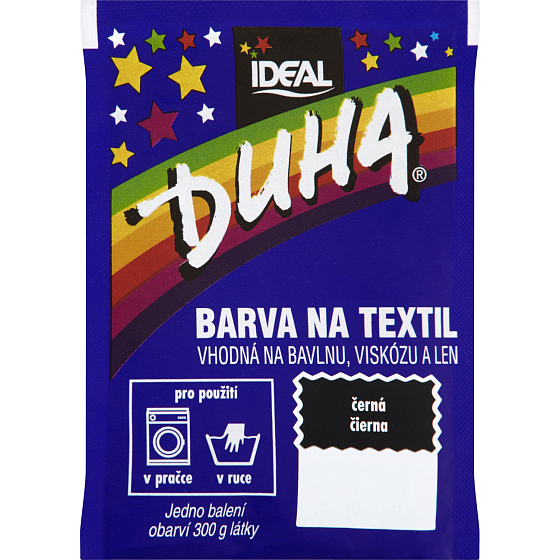 Ideal Duha black, fabric dye for cotton, viscose, and linen, for 300 g of fabric, 15 g