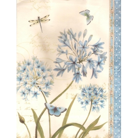 Nekupto Gift kraft bag 24 x 18 x 8 cm white blue flowers