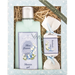 Bohemia Gifts Blue Flower shower gel 200 ml + handmade soap 30 g, cosmetic set