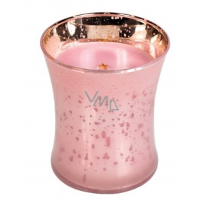 WoodWick Mercury Pink Rose - Gentle pink rose scented candle with wooden wick and glass lid medium 275 g