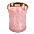 WoodWick Mercury Pink Rose - Gentle pink rose scented candle with wooden wick and glass lid medium 275 g