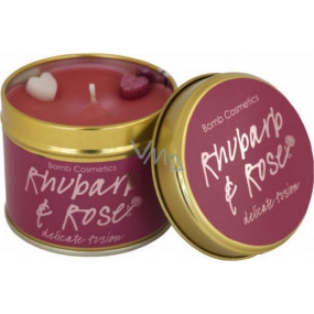 Bomb Cosmetics Rhubarb & Rose - Rhubarb & Rose Scented natural, handmade candle in a tin can burns for up to 35 hours