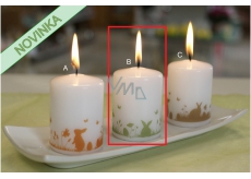 Lima Bunnies in the grass green candle white cylinder 50 x 70 mm 1 piece