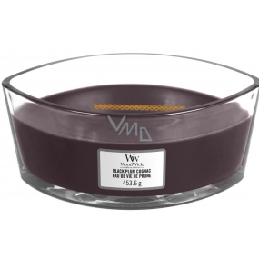 WoodWick Black Plum Cognac - Black Plum Cognac Scented Candle with Wooden Wick and Lid 453 g