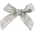 Velvet silver glitter bow 8 cm 12 pieces