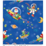 Zoewie Gift wrapping paper 70 x 200 cm Bambini dark blue - Santa on a rocket, reindeer, moon