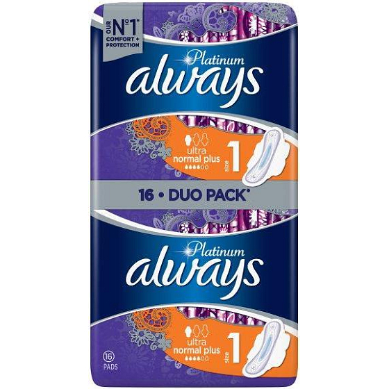 Always Platinum Collection Ultra Normal Plus sanitary napkins with wings 2 x 8 pieces