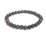 Bronzite bracelet elastic natural stone, ball 6 mm / 16 - 17 cm, highly protective stone