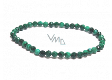 Malachite facet bracelet elastic natural stone, ball 4 mm / 16 - 17 cm, wishing stone