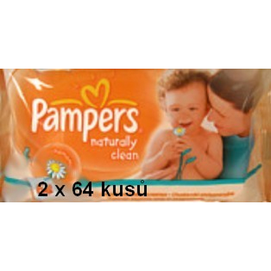 Pampers Naturally Clean Wet wipes 2 x 64 pieces