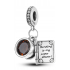Charm Sterling silver 925 Coffee cup + book, reading is my strength, 2in1 pendant for bracelet, food and drink