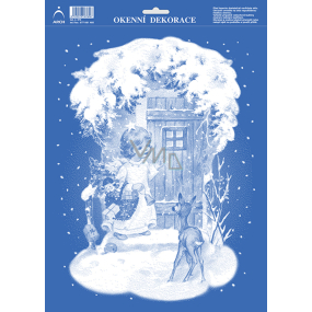 Arch Christmas sticker, window film without adhesive Angel at the door 35 x 25 cm