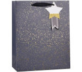 Gift paper bag 26 x 32 x 12 cm with gold embossing black