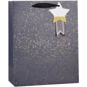 Gift paper bag 26 x 32 x 12 cm with gold embossing black