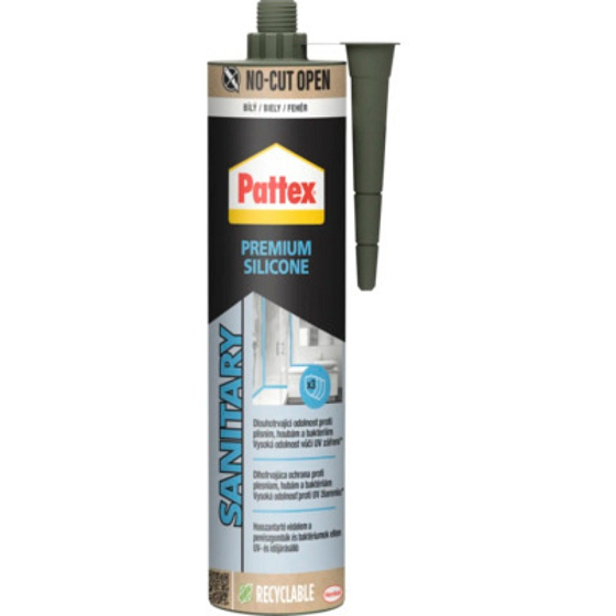 PATTEX Premium Sanitary Silicone, white, 280 ml