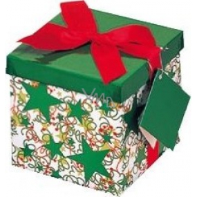 Angel Folding gift box with ribbon Christmas white with red ribbon 10 x 10 x 10 cm 1 piece