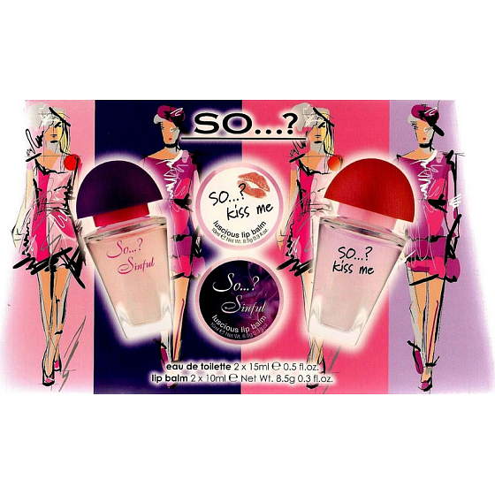 SO…? Sinful and Kiss Me eau de toilette 15 ml 2 pieces + lip balm 10 ml 2 pieces girl's cassette