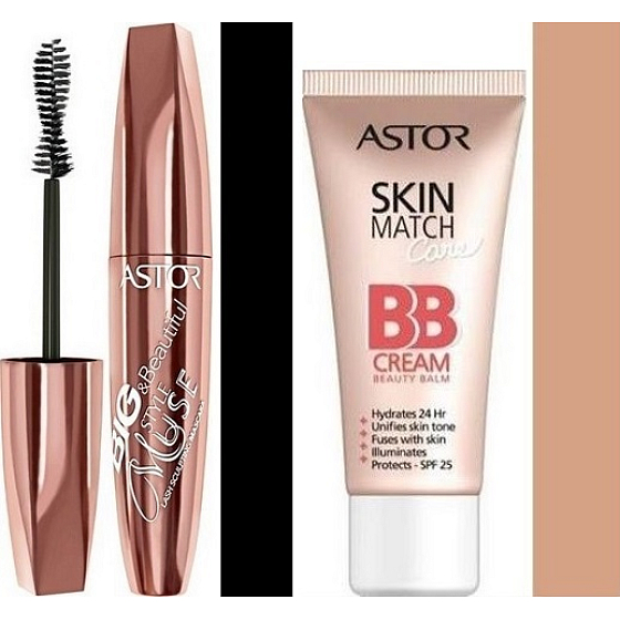 Astor Big & Beautiful Style Muse mascara 800 Black 12 ml + Astor SkinMatch Care 5in1 SPF25 BB cream 200 Nude 30 ml