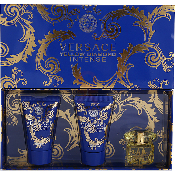 Versace Yellow Diamond Intense Eau de Parfum for Women 5 ml + Body Lotion 25 ml + Shower Gel 25 ml, Gift Set