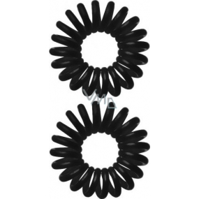 Hair band spiral plastic black 3 x 1 cm 2 pieces