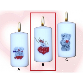 Lima Me to You Teddy Bears and Hearts with Imprint Candle White Cylinder 50 x 100 mm 1 piece