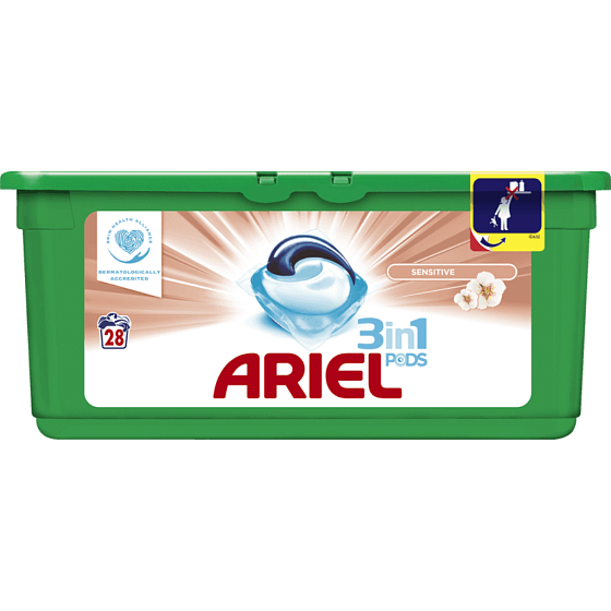 Ariel 3in1 Sensitive gel capsules for washing clothes 28 pieces 744.8 g