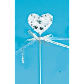 Heart with silver sequins white recess 5 cm + wire