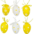 Plastic eggs for hanging white-yellow 6 cm 6 pieces in a bag