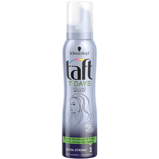 Taft 7 Days Volume Mousse extra strong fixation 3 foam hardener 150 ml