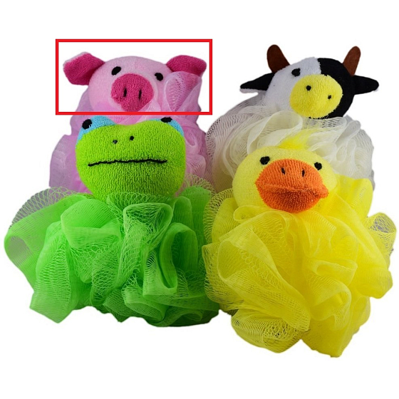 Massage washcloth points for children pet terry Piggy bank pink 1 piece