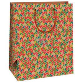 Ditipo Gift paper bag 26.4 x 13.7 x 32.4 cm beige, with geometric patterns