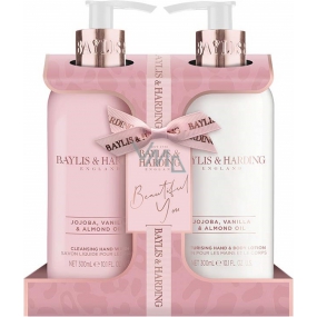Baylis & Harding Jojoba, Vanilla and Almond oil liquid hand soap 300 ml + hand and body milk 300 ml, cosmetic set