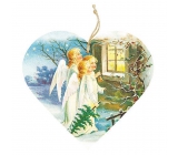 Bohemia Gifts Decorative wooden heart with the print Three Angels 13 cm