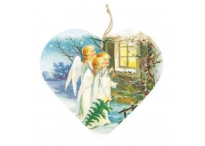 Bohemia Gifts Decorative wooden heart with the print Three Angels 13 cm