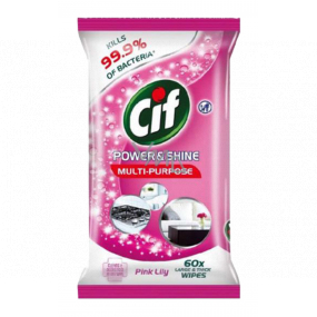 Cif Power & Shine Multi-Purpose Pink Lily antibacterial multi-purpose wet wipes 60 pieces