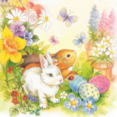 Aha Paper napkins 3 ply 33 x 33 cm 20 pieces Easter two bunnies, butterflies, eggs, flowers