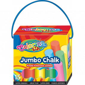 Colorino Jumbo Chalk sidewalk chalk box with handle 8 colors 15 pieces