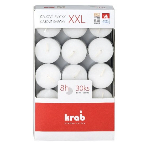 Crab Tea lights white, burning time 8 hours 30 pieces plateau