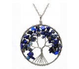 Lapis lazuli Tree of Life pendant natural healing stone, chain length: 45 + 5 cm, stone of harmony