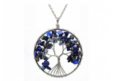 Lapis lazuli Tree of Life pendant natural healing stone, chain length: 45 + 5 cm, stone of harmony