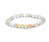 Opalite matt white elastic bracelet, synthetic stone ball 6 mm / 16-17 cm, wishing and hope stone