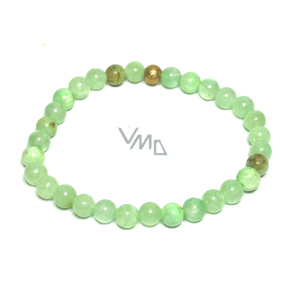 Jade green bracelet elastic natural stone, ball 6 mm / 16 - 17 cm