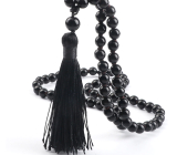 108 Mala Obsidian necklace, meditation jewellery, natural stone knotted, elastic, bead 8 mm, rescue stone