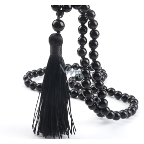 108 Mala Obsidian necklace, meditation jewellery, natural stone knotted, elastic, bead 8 mm, rescue stone