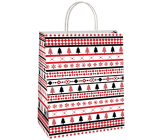 Ditipo Gift paper bag 18 x 8 x 24 cm Christmas red and black trees