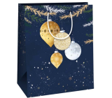 Ditipo Gift paper bag 26,4 x 13,6 x 32,7 cm Christmas blue with flasks